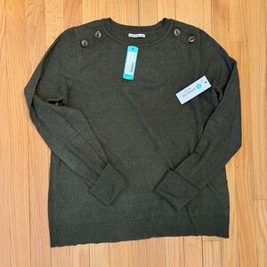 Pink Clover Olive Button Shoulder Crewneck Sweater XL NWT